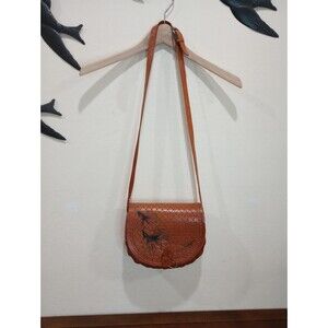 Brown Hand-Tooled Embossed Leather Purse
